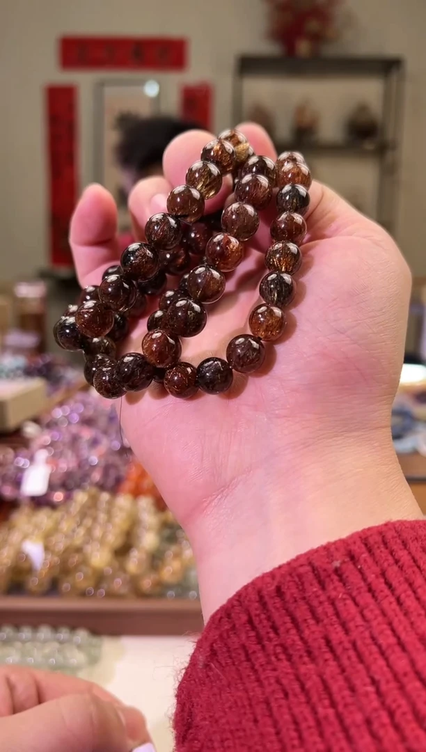 【闪购商品】水晶手串未镶嵌10+mm黑金超七（多样性发其一）