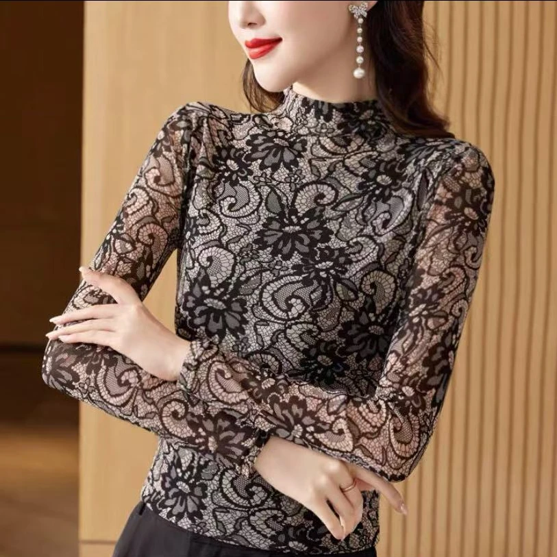 【加绒加厚】洋气打底衫T恤女修身显瘦长袖半高领上衣8829#