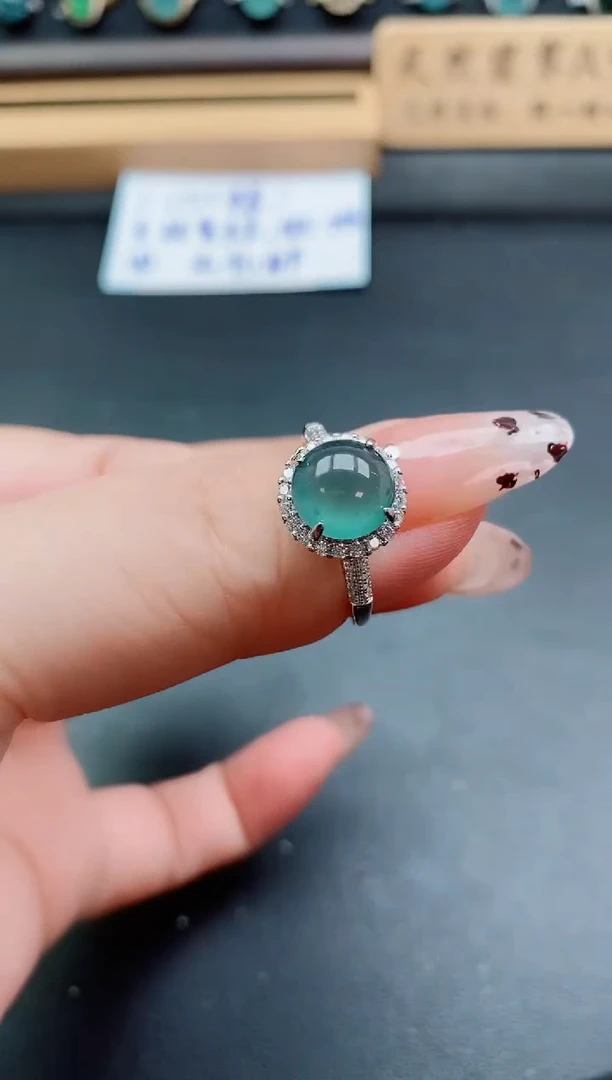 银S925镶嵌戒指翡翠1