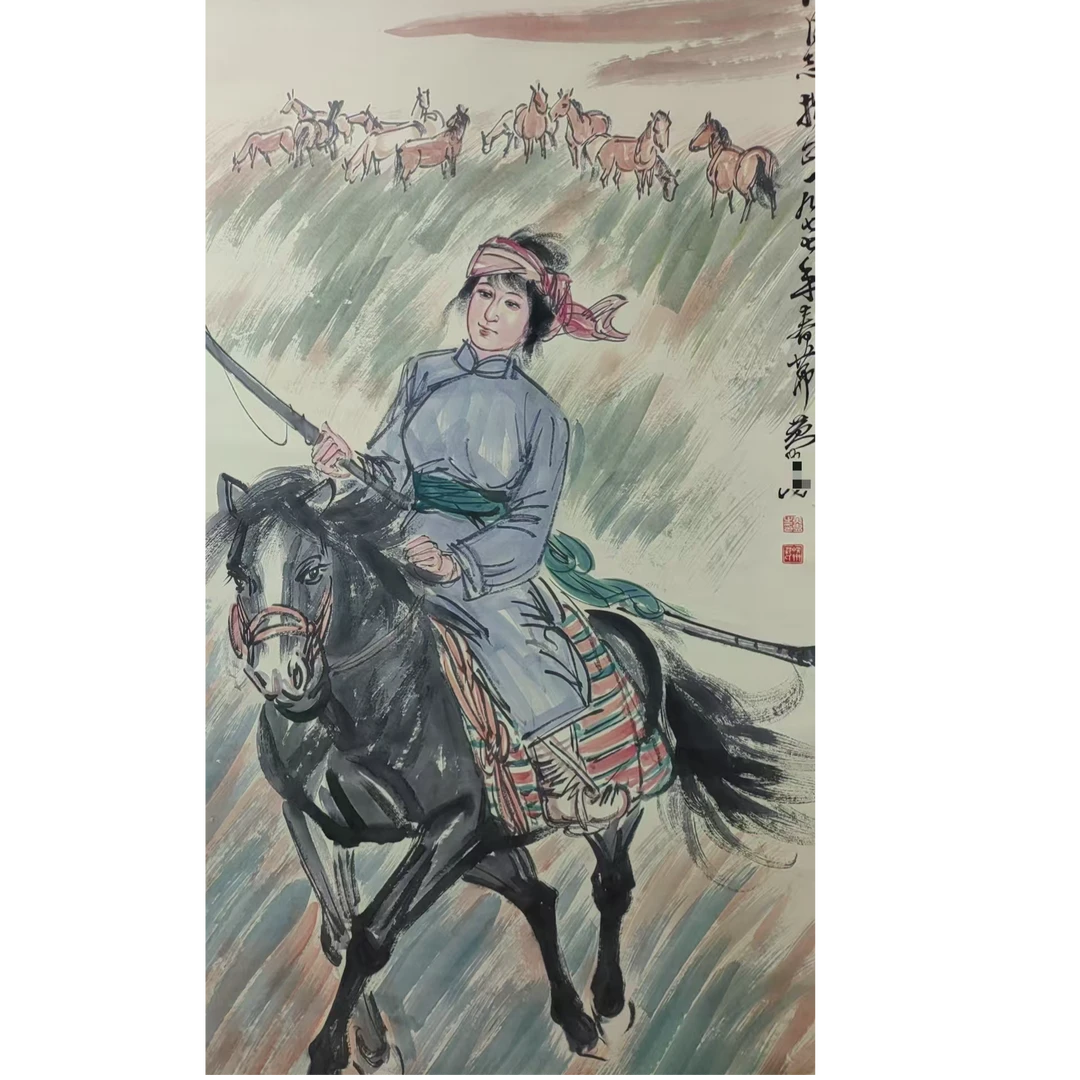 黄 款人物立轴138*68约8.4平尺