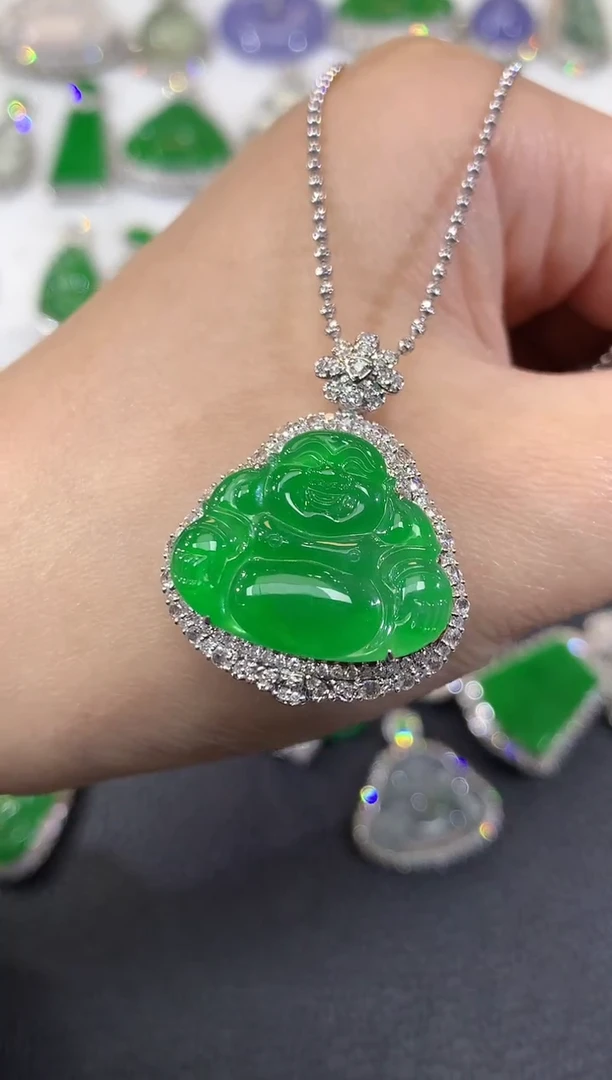 吊坠(不含链)18K金镶嵌翡翠C61