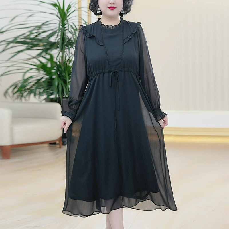 定制不支持7天无理由乔其纱仙女裙中长款过膝裙26077