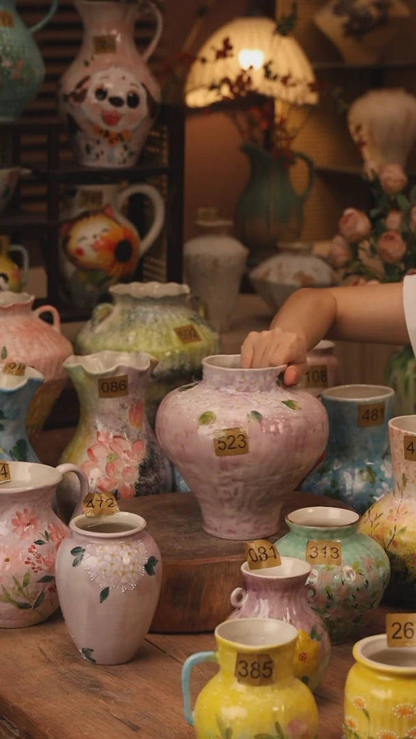 陶瓷景德镇设计师手作花器摆件侘寂风523