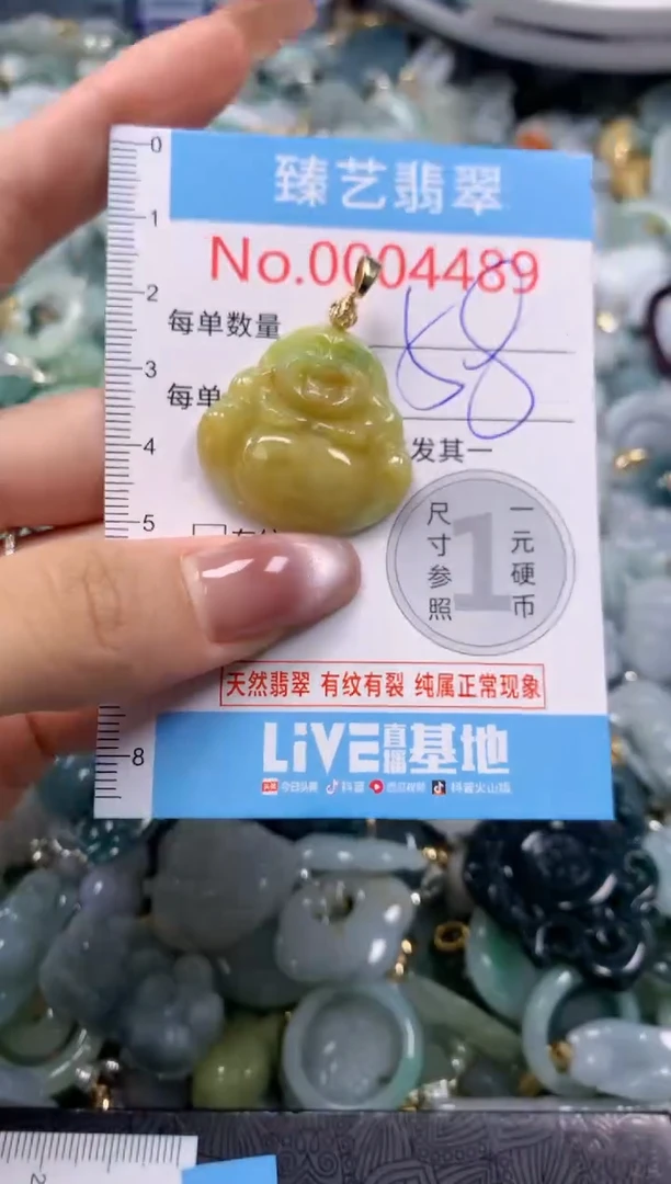 翡翠未镶嵌颈饰含绳0004489