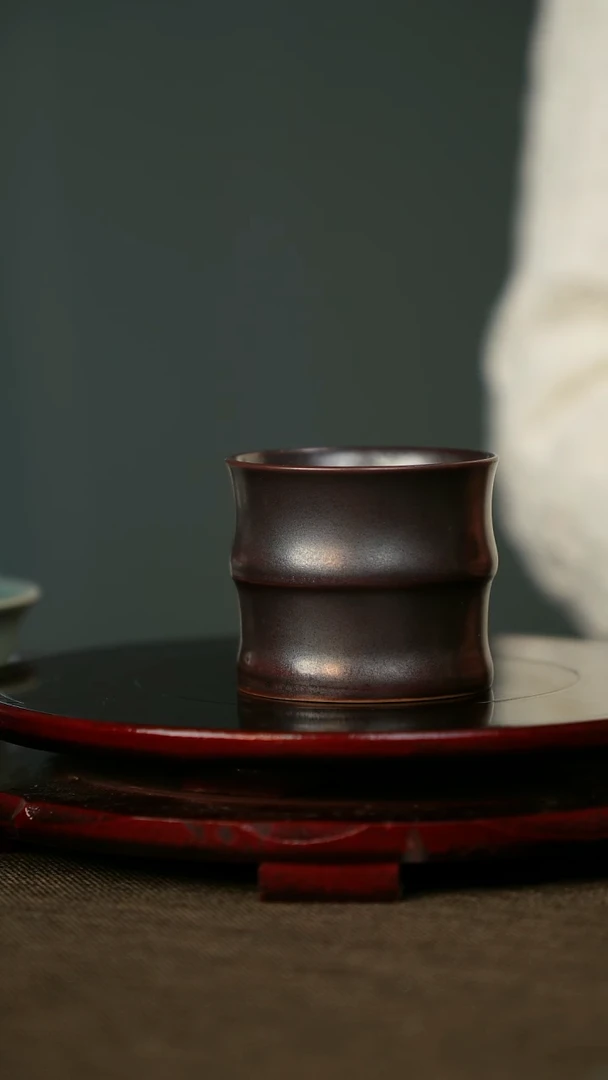 全品 紫金 竹节杯 带底款