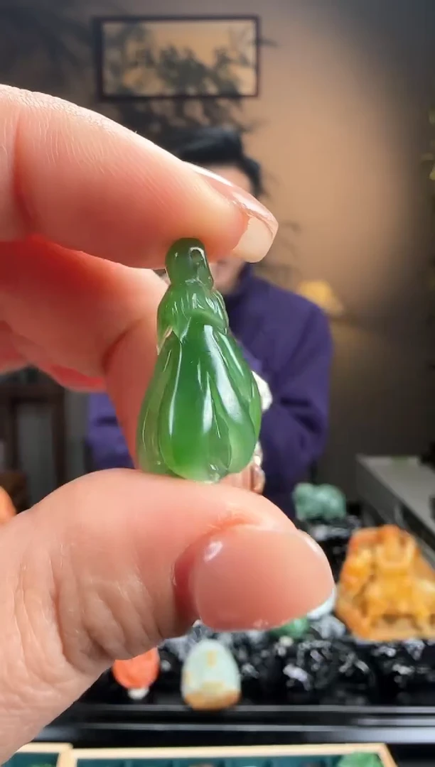【闪购商品】和田玉吊坠未镶嵌碧玉玉兰花j2642