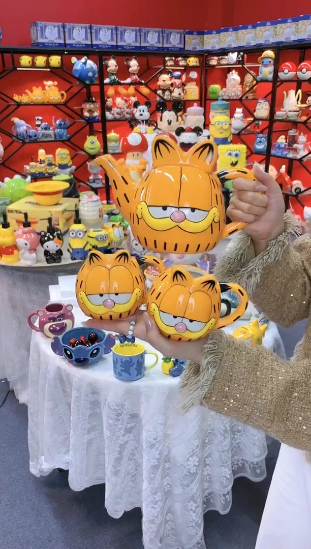 【闪购商品】.@@加菲猫陶瓷一壶二杯