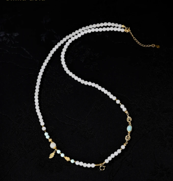 【玉福珠宝】S925银和田玉白玉项链-X1284-华