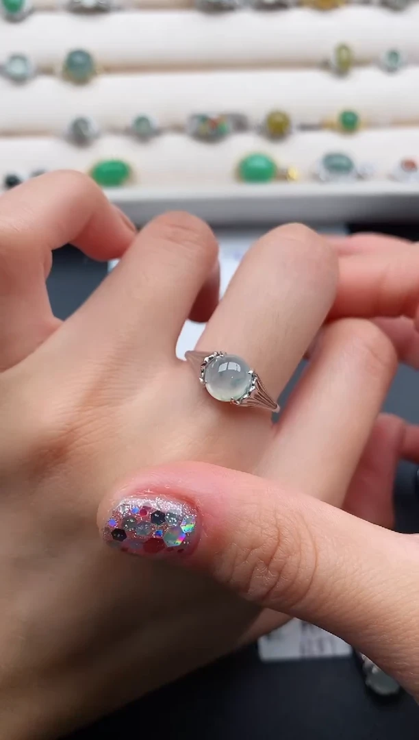 银S925镶嵌戒指翡翠3333333+6