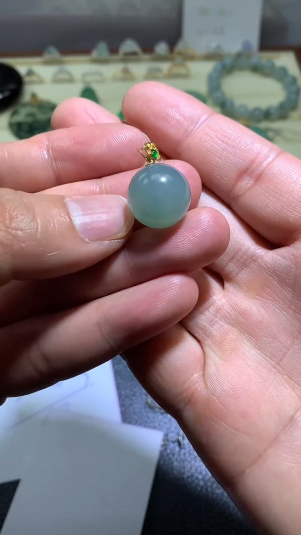 【闪购商品】翡翠颈饰18K金镶嵌083天然缅甸翡翠A货