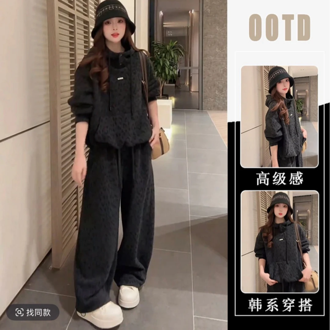 (在仓发货+运费险)1570休闲套装秋冬季2025新款韩连帽卫衣两件套