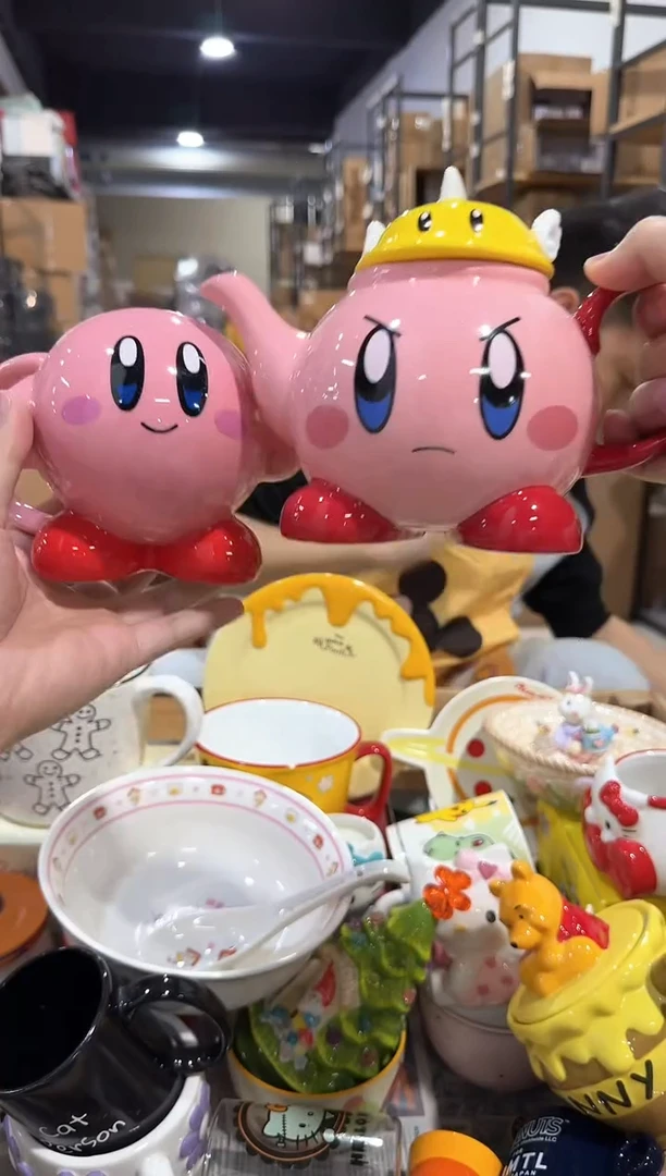 瓷片原盒星之卡比茶壶加星之卡比水杯