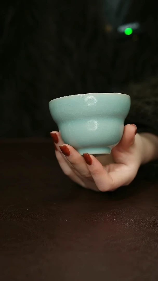 摆件瓷汝宋汝瓷原矿原釉 葫芦杯