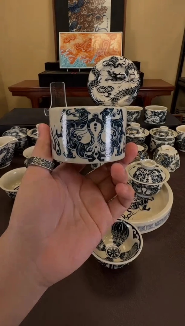 二号釉虎符纹扳指杯