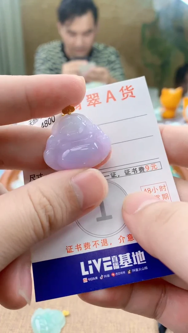 颈饰18K金镶嵌翡翠天然A货翡翠挂件