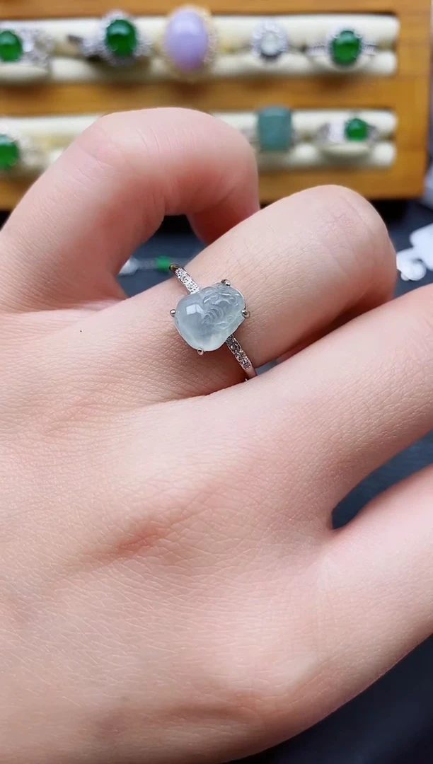 银S925镶嵌戒指翡翠1