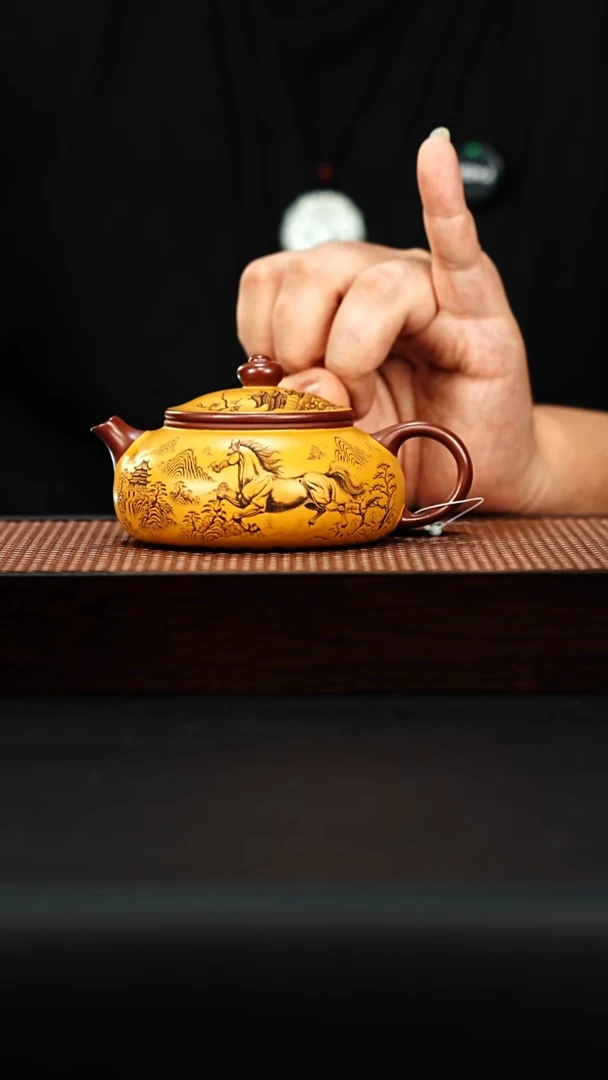 茶壶紫砂宜兴紫砂  寒江 大红袍(双色）
