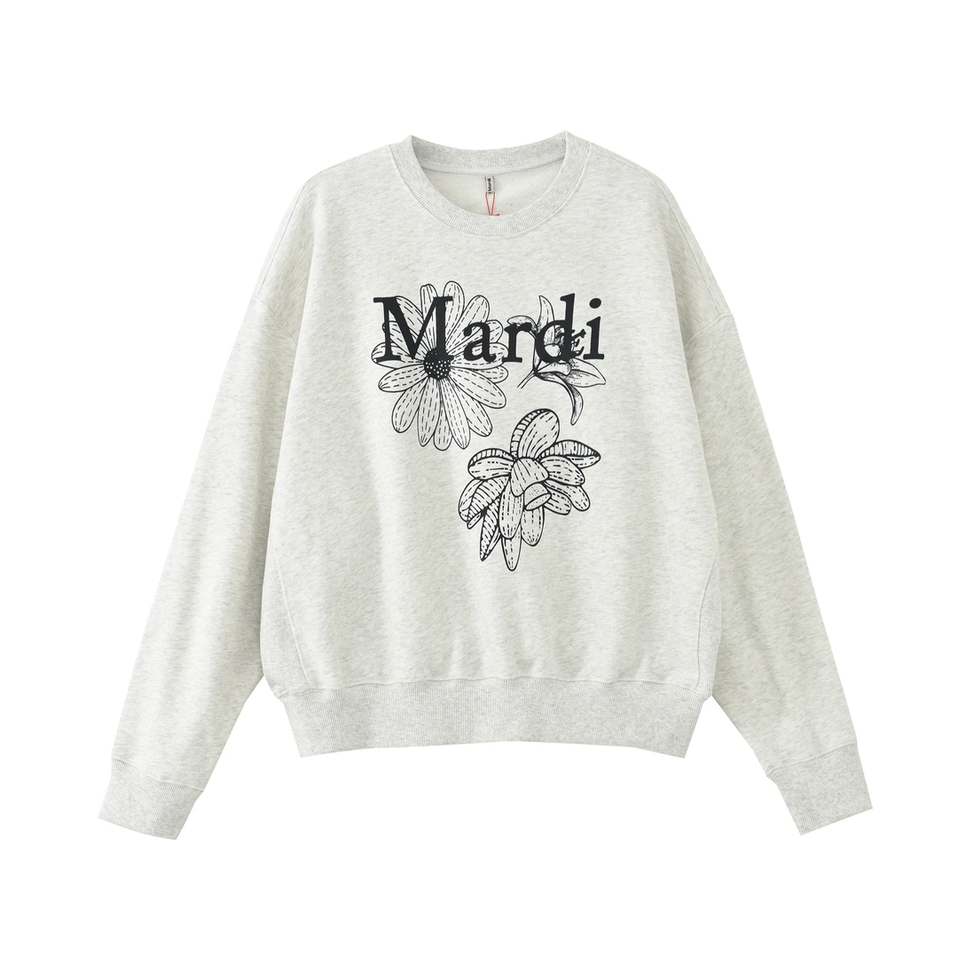 Mardi秋季新款三花圆领卫衣经典印花上衣女韩系长袖T恤 M-WY002
