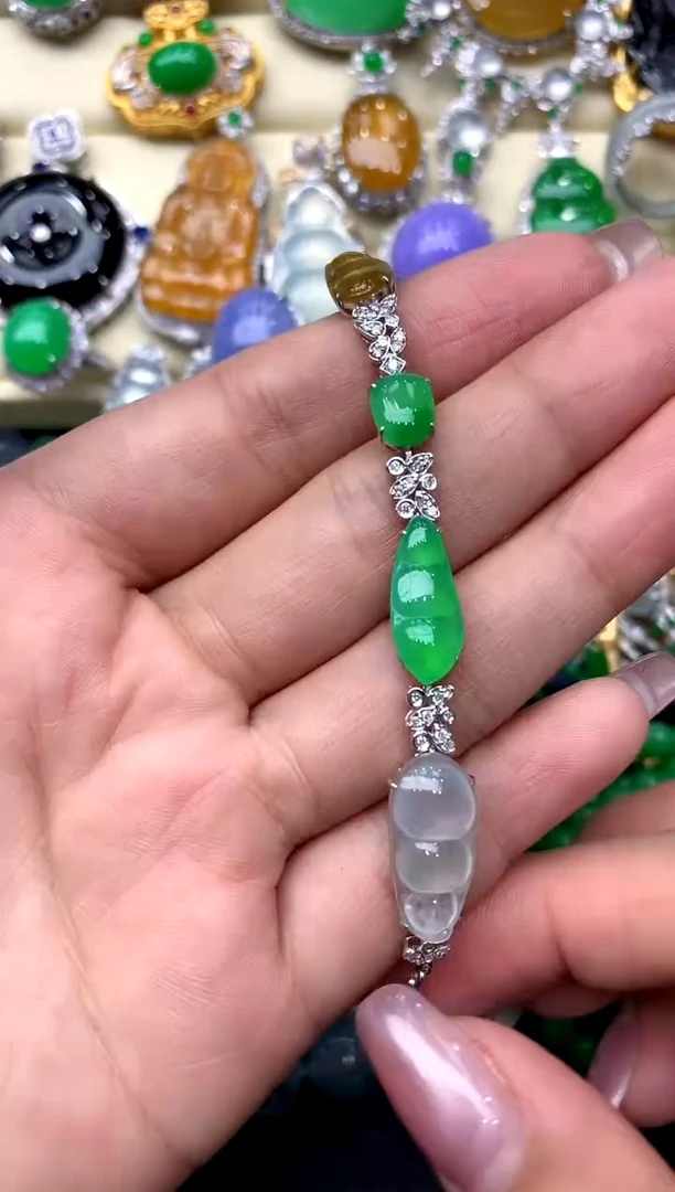 18K金镶嵌手链翡翠251-中国好珍宝