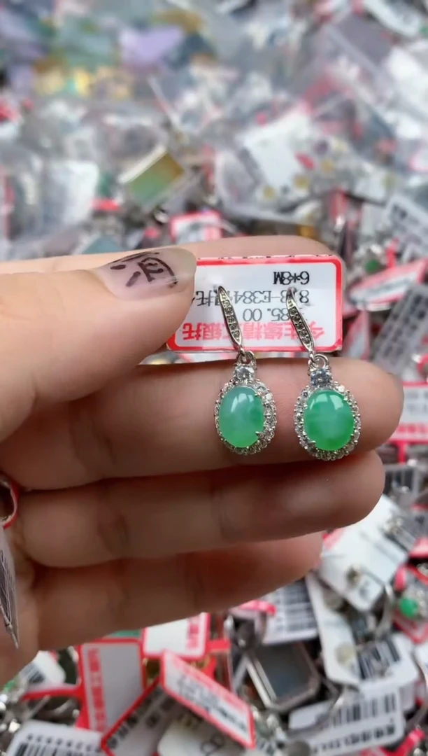 银S925镶嵌戒指翡翠天然A货缅甸翡翠