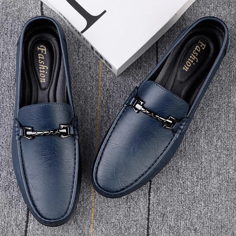 男鞋夏季新款男士休闲时尚豆豆鞋男一脚蹬懒人驾车鞋子休闲皮鞋