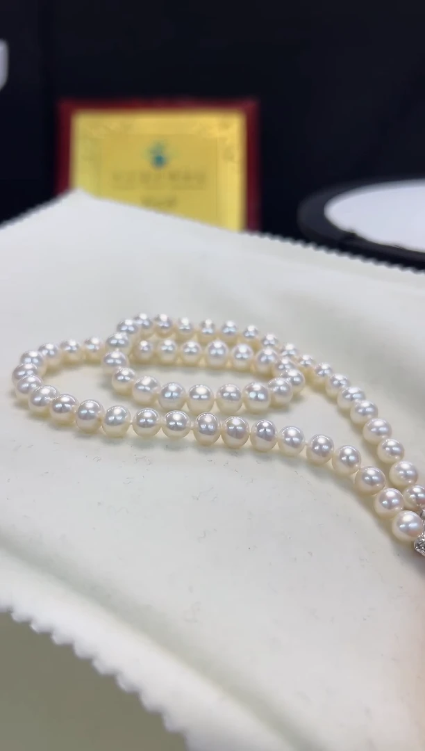 颈饰银S925镶嵌淡水珍珠7.5-8.5mm淡水无核