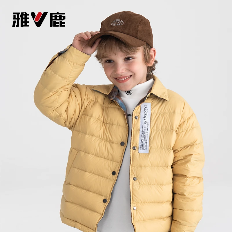 雅鹿儿童羽绒服现货新款双面穿中大童保暖Y3H06Z00760