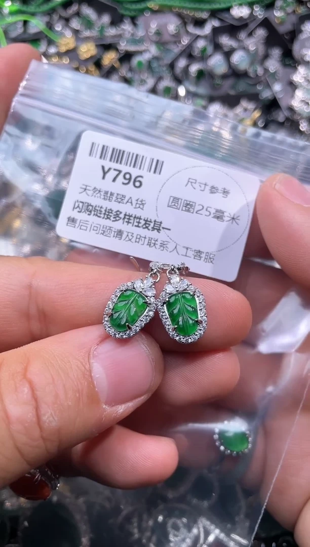 【闪购商品】翡翠颈饰未镶嵌Y796耳钩