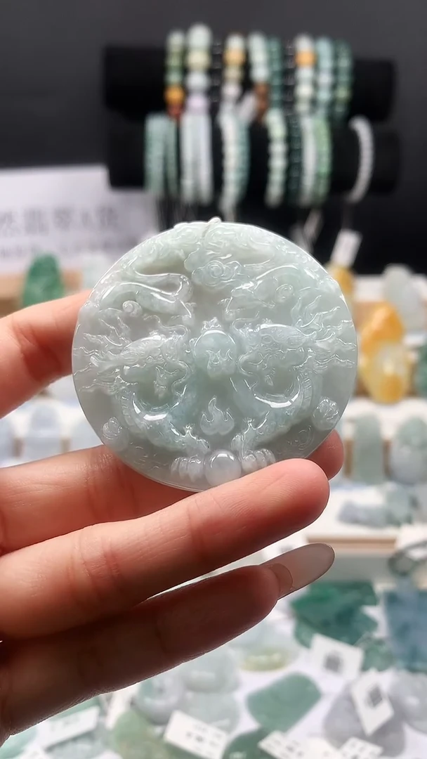 吊坠(不含链)未镶嵌翡翠62双龙戏珠