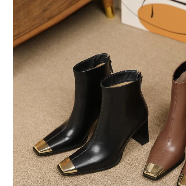 KFY【6cm】2024新款冬季时尚细跟高跟尖头秋冬英伦X002黑