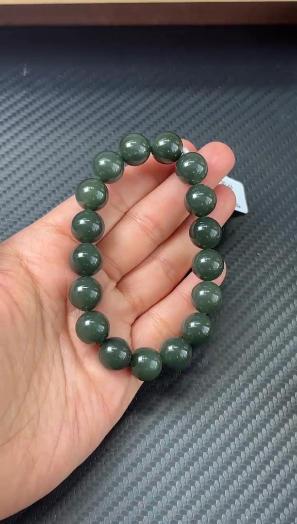 未镶嵌手串和田玉叶城微色差卡12mj