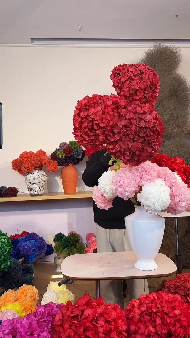 100  吸色永生大叶绣球  3枝  红