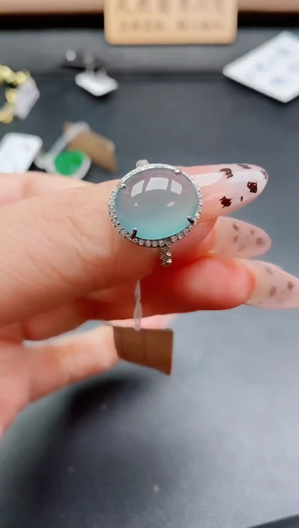 银S925镶嵌戒指翡翠1