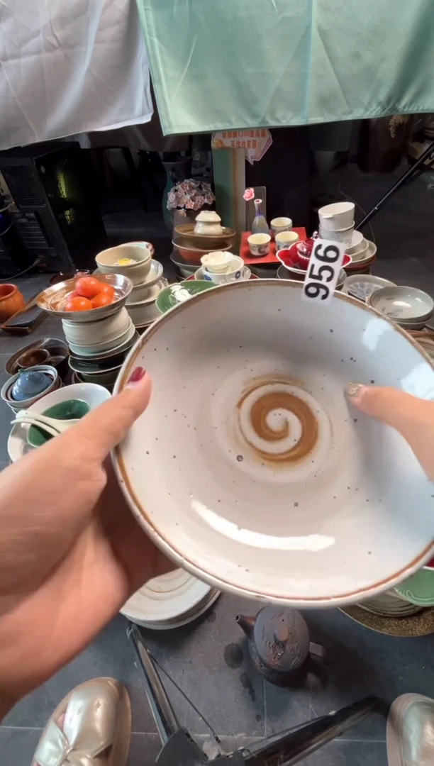 瓷片二*956 白麻点高脚果盘