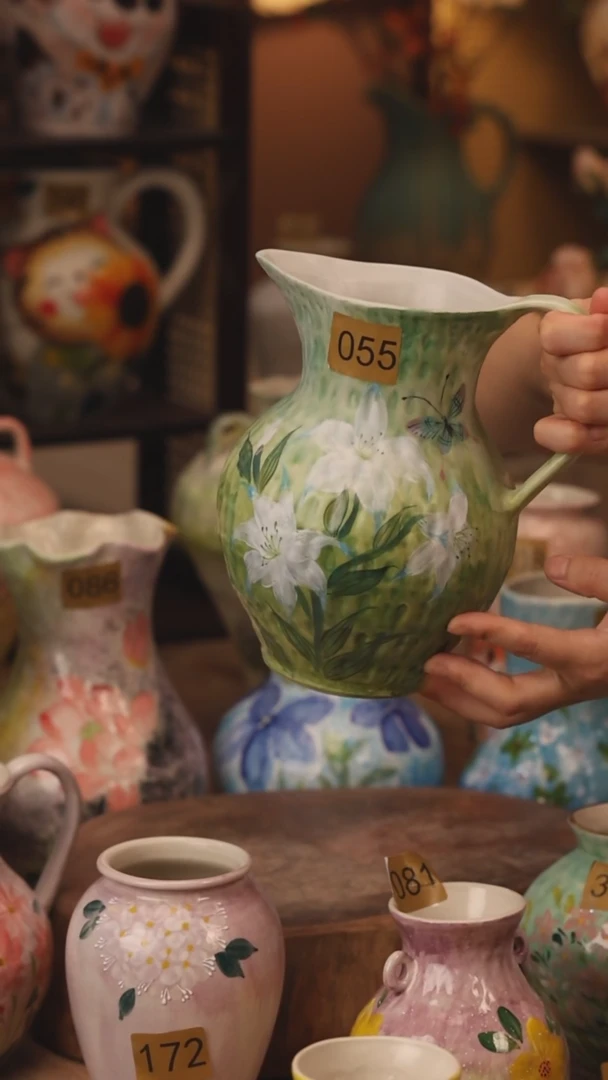 陶瓷055景德镇设计师手作花器摆件侘寂风