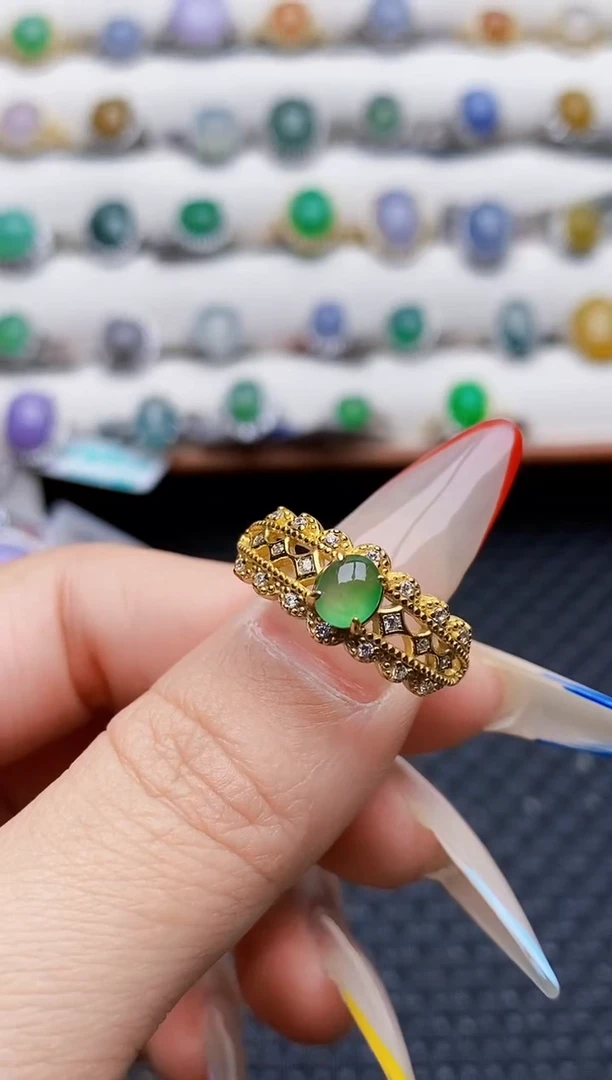 银S925镶嵌戒指翡翠0331