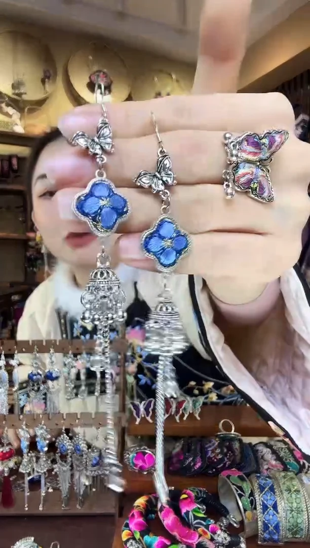 刺绣非遗刺绣民族风耳环