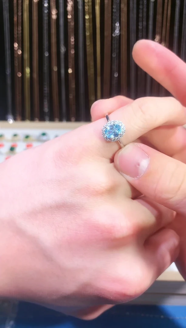 【闪购商品】海蓝宝石戒圈银S925镶嵌11111