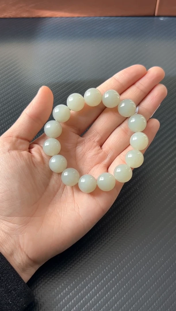 未镶嵌手串和田玉且末微色差近矿卡14s