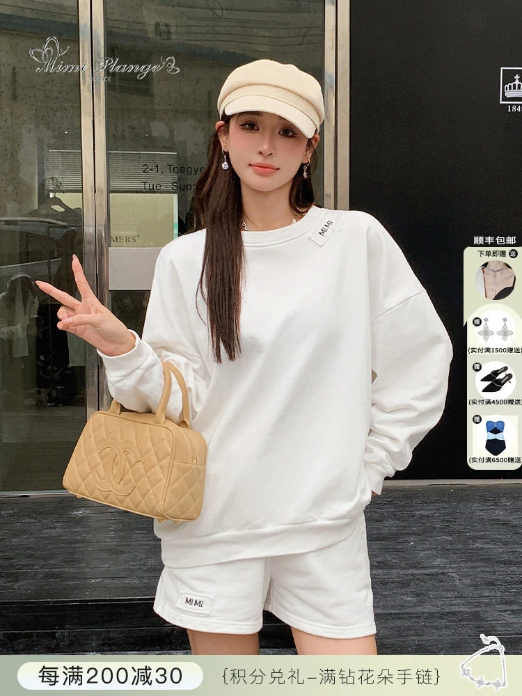 高端重磅无帽男士卫衣潮牌潮流休闲宽松长袖T恤春秋季加绒上衣服