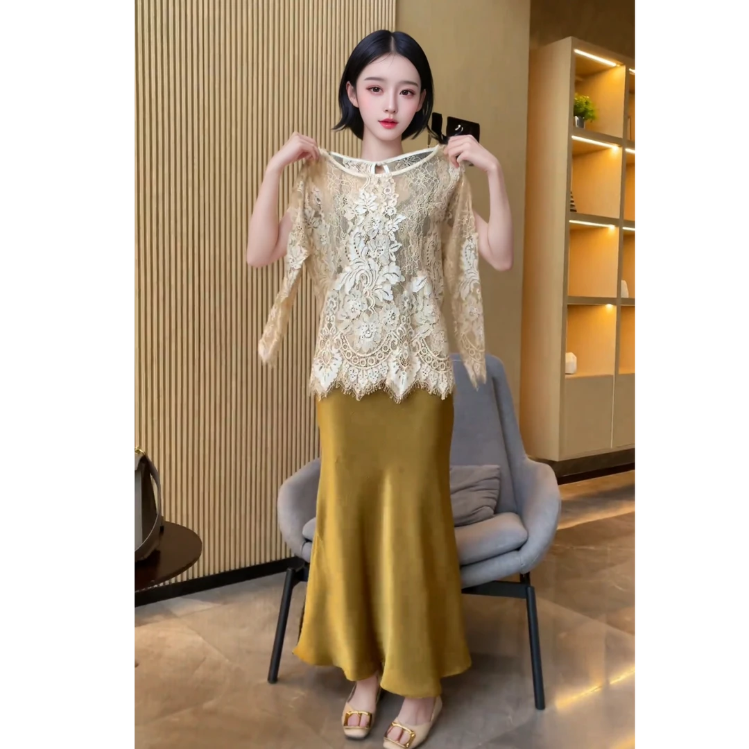 四季百搭加长开叉立体斜裁显瘦鱼尾半身裙法式缎面气质垂坠感长裙