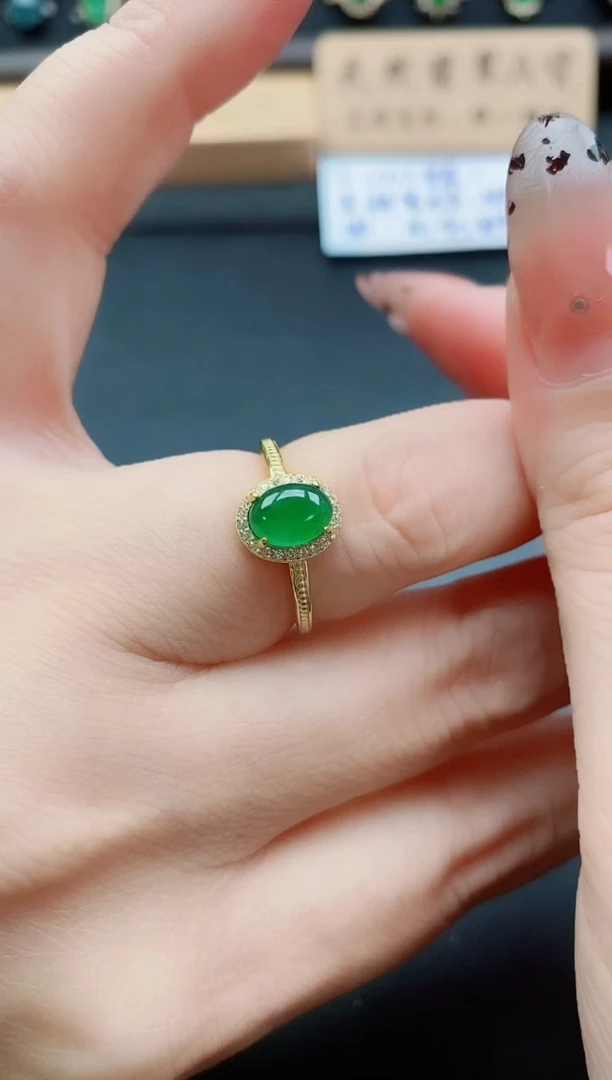 银S925镶嵌戒指翡翠1