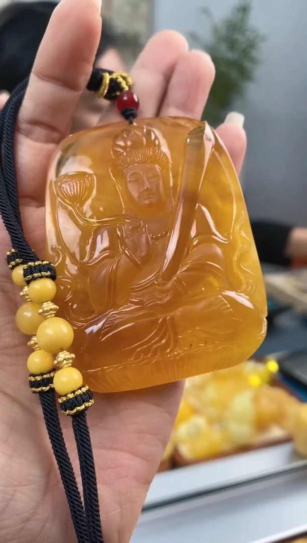 【闪购商品】蜜蜡裸石未镶嵌天然琥珀蜜蜡观音
