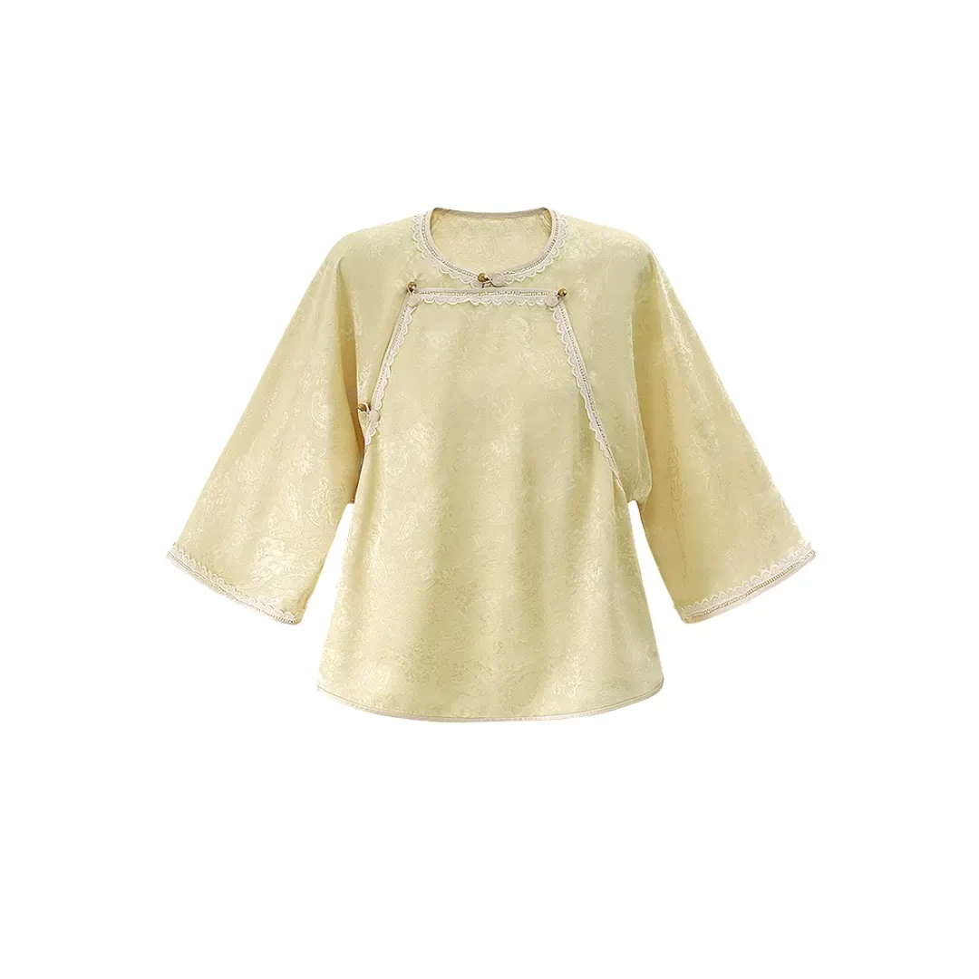 【传承/彩罗】25年春夏新款花萝国风异色罗立体花朵上衣