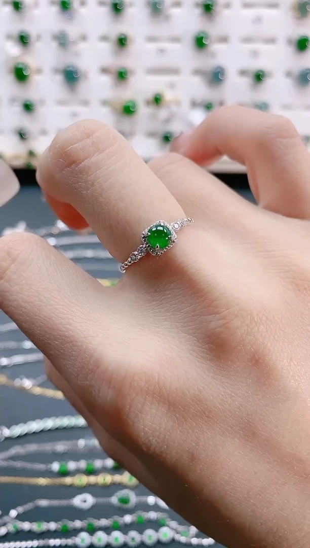 【闪购商品】翡翠戒指银S925镶嵌天然翡翠