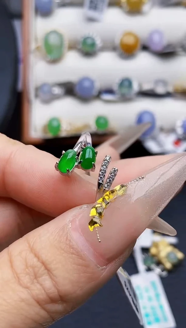 银S925镶嵌戒指翡翠4497