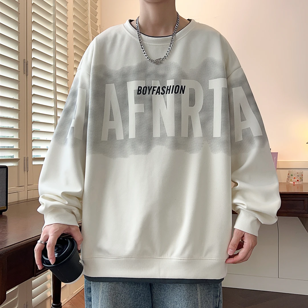 男士潮牌圆领卫衣青少年秋冬季新款宽松百搭大码长袖打底男生上衣