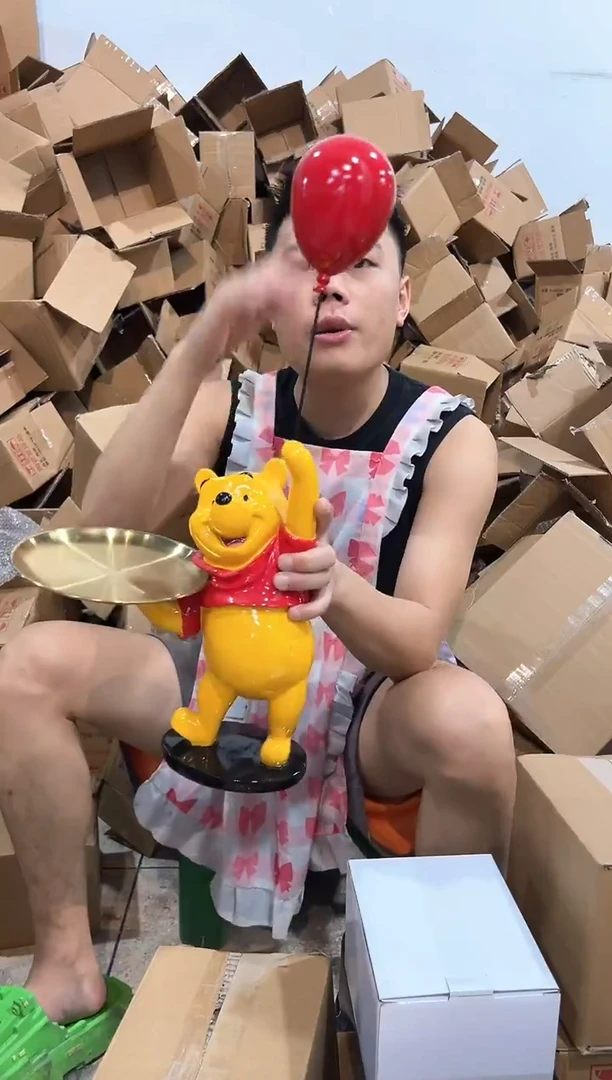 瓷片维尼托盘摆件