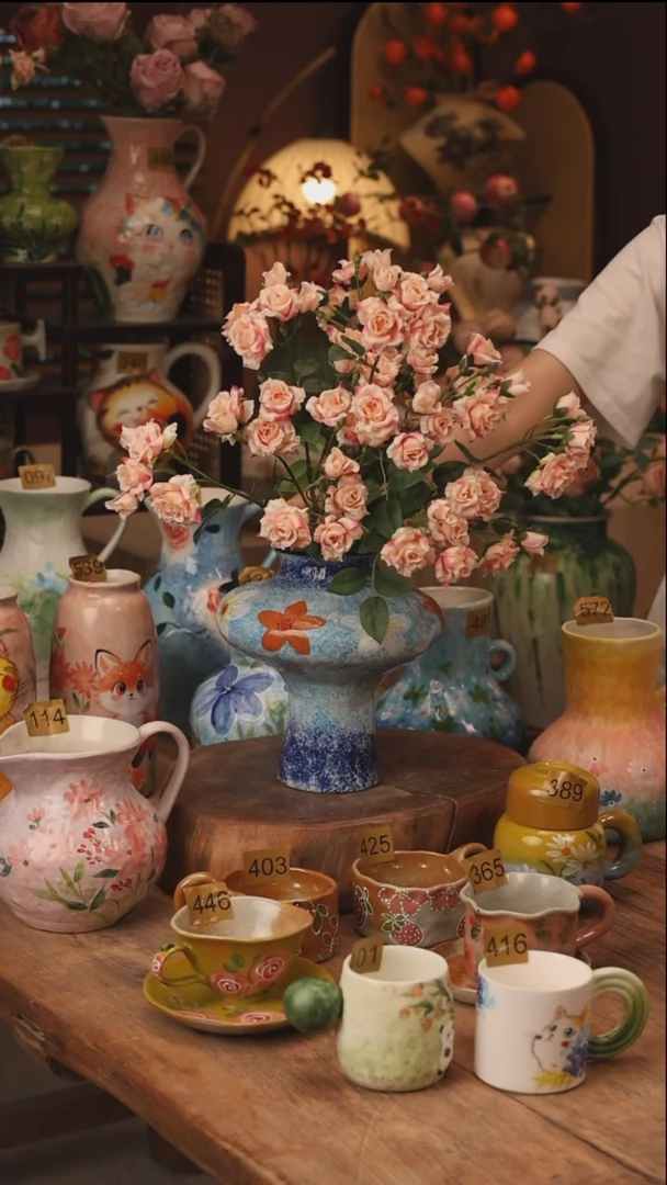 陶瓷景德镇设计师手作花器摆件侘寂风430