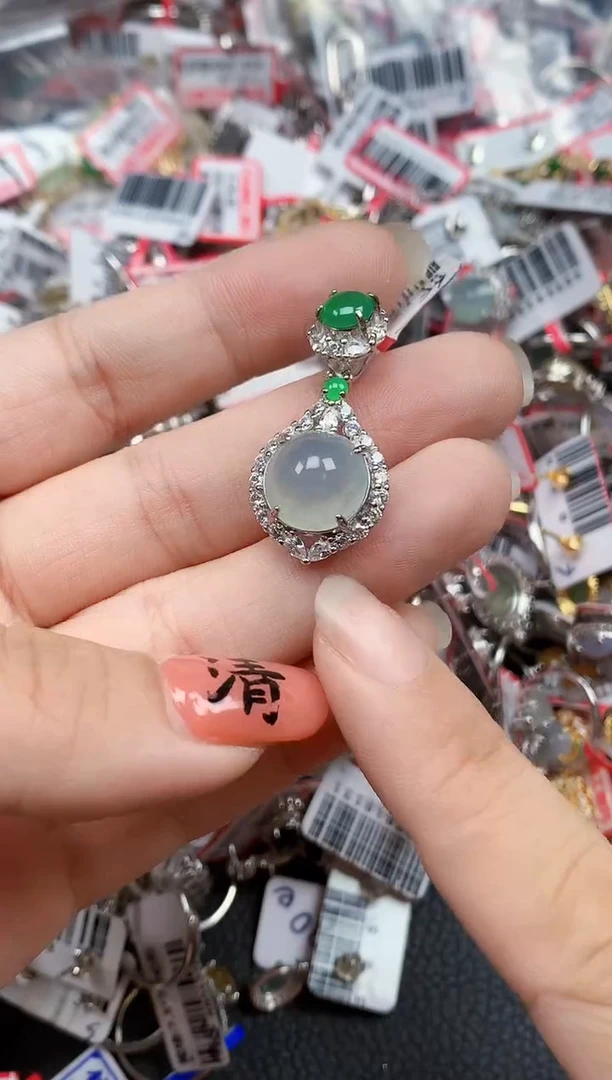 银S925镶嵌戒指翡翠天然A货缅甸翡翠